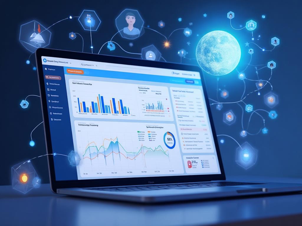 Integración ChatGPT con CRM dashboard mostrando análisis automatizado de datos de clientes con inteligencia artificial